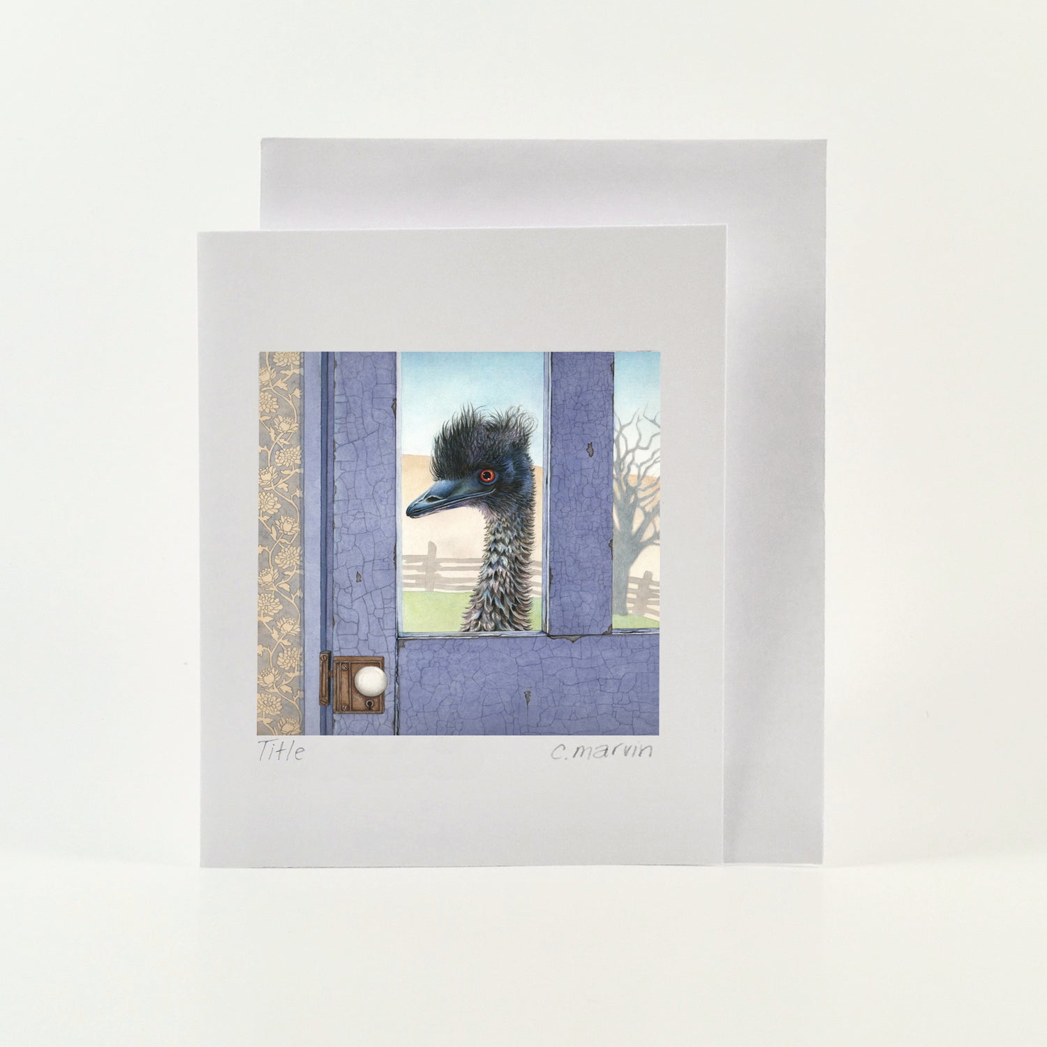 Emu at the Blue Door - Wholesale Art Cards