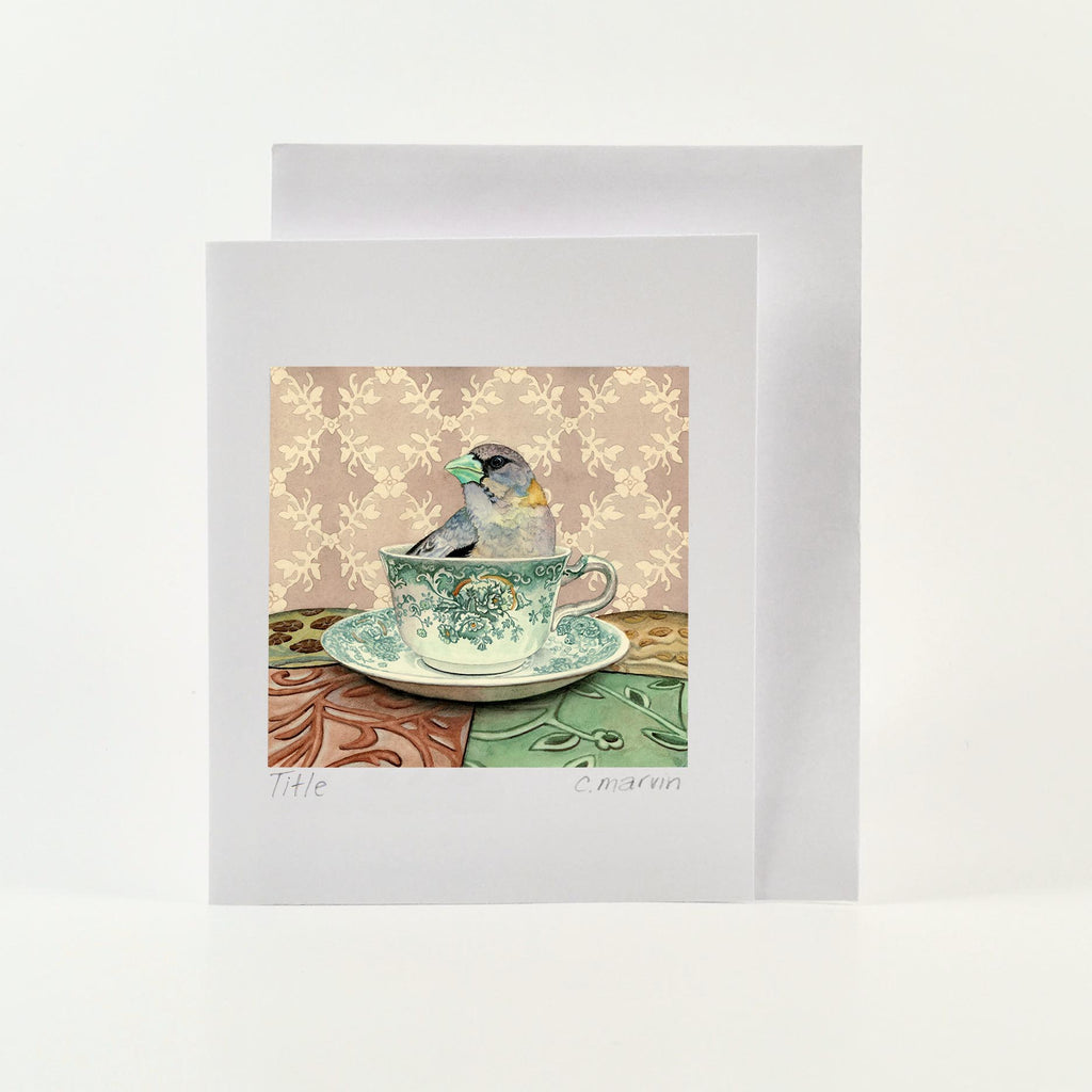 Grosbeak in a Cup - Wholesale Art Cards