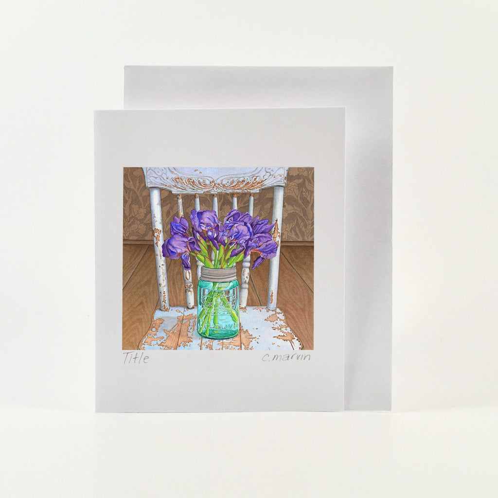 Irises on a Blue Chair - Wholesale Art Cards