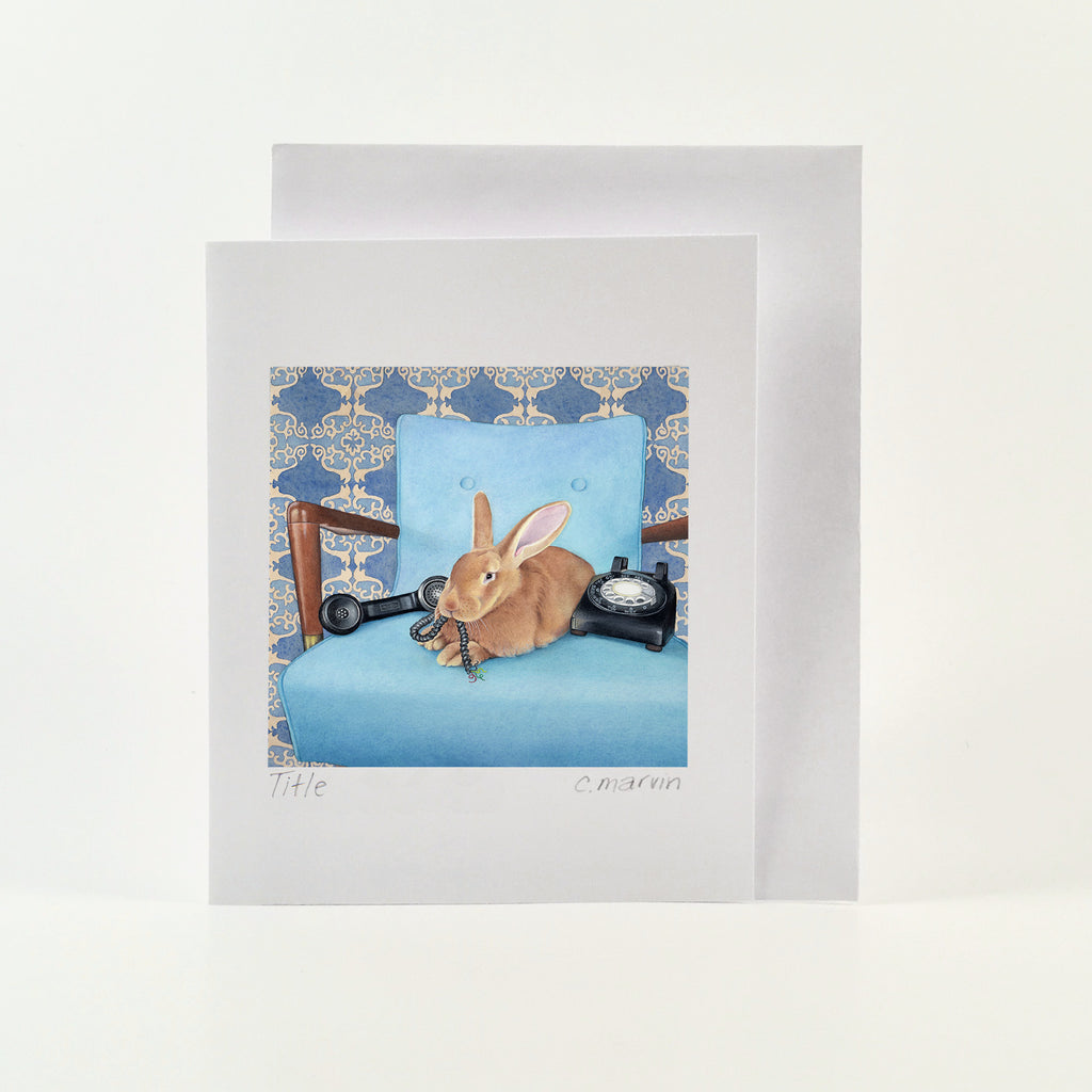 Rabbit Takes a Call - Wholesale Art Cards